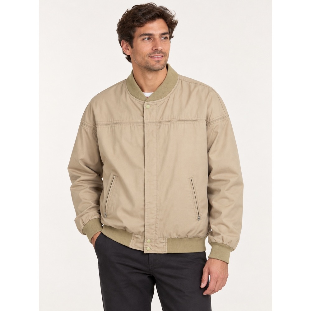 Arnie Arnold Palmer Mens Vintage Tan Bomber Jacket Full Zip Windbreaker Large